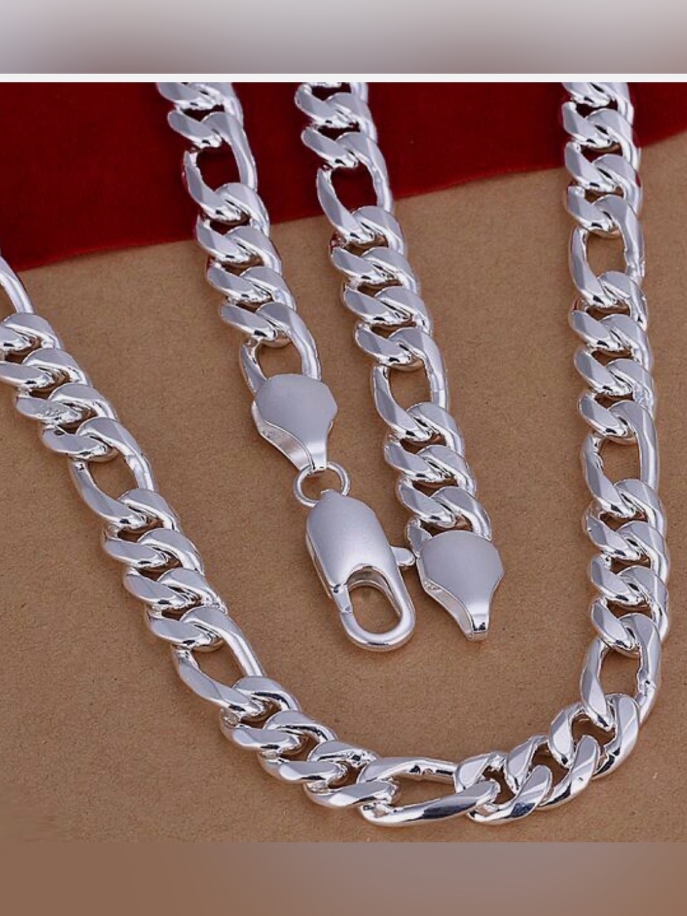 Mens 925 Sterling Silver 12mm Figaro Cuban Link Chain 20" Necklace #DN64